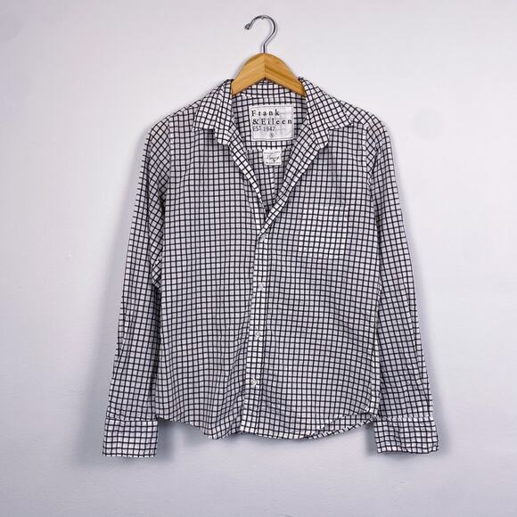 Frank & Eileen Barry Tailored Button-Up Shirt in Black/White Check Print Small - Picture 1 of 6
